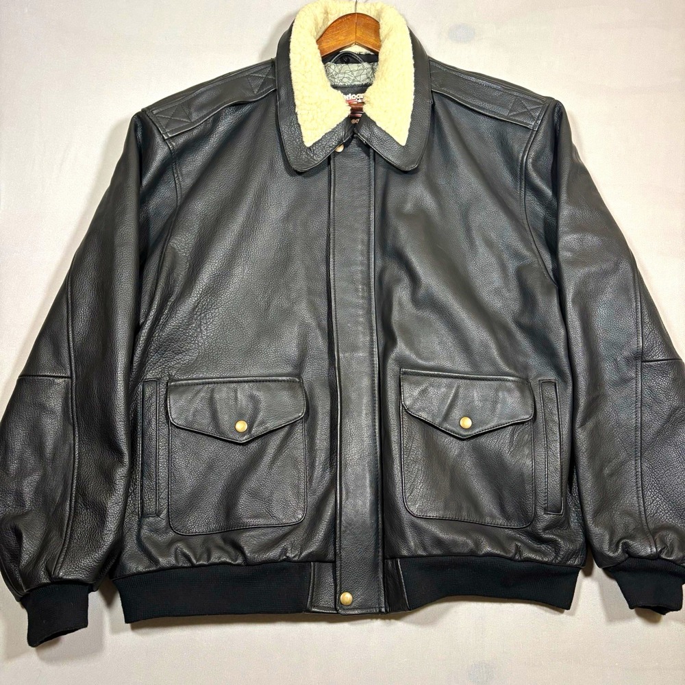American Hide And Leather A2 Bomber Jacket Mens 3XL Black Mask Lined Vintage Y2K